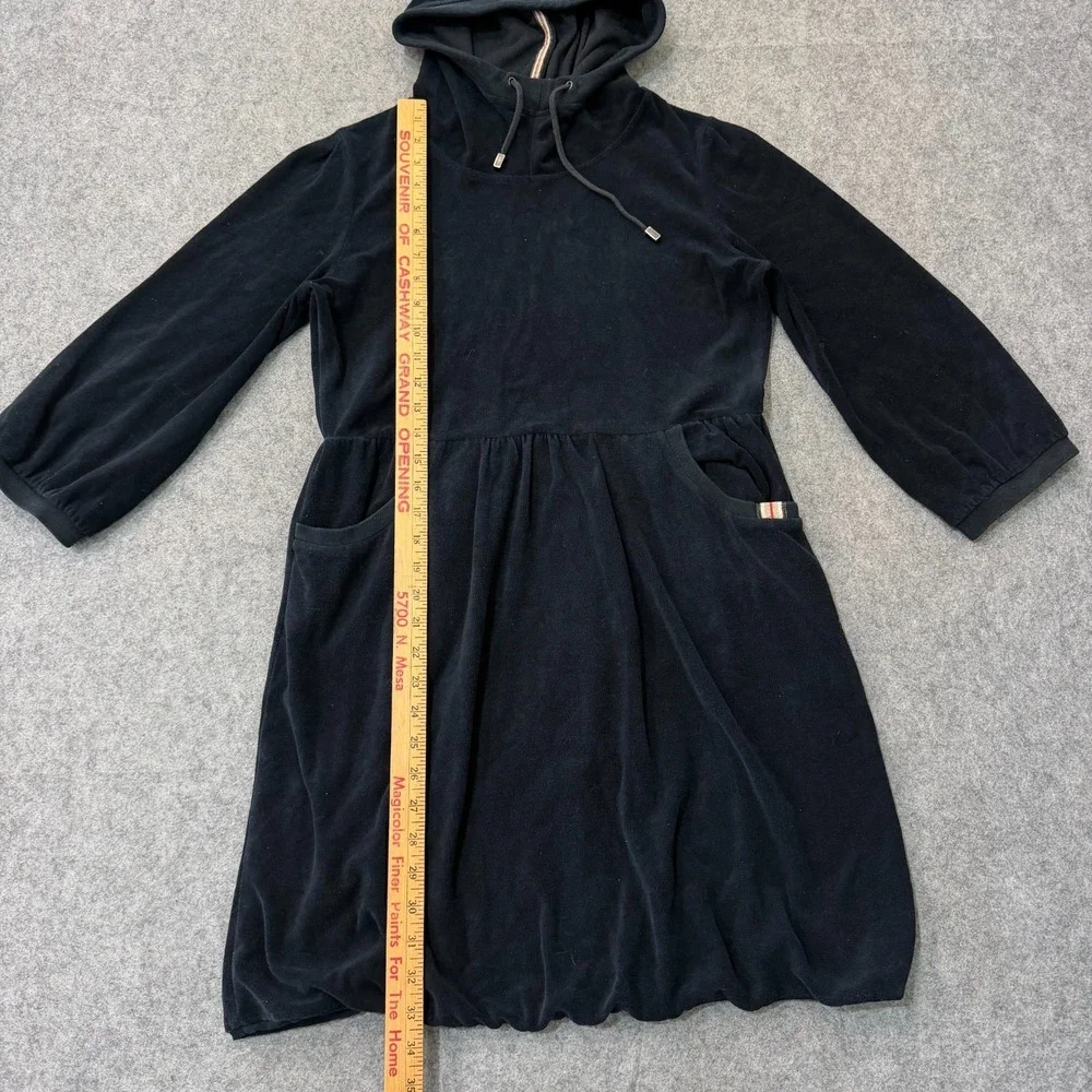 Burberry London Girls Black Terry Hooded Sweatshirt Dress Youth Size Large